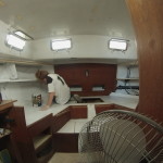 Paige painting the aft cabin.